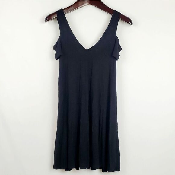 American Eagle sz XS Black Knee Length,  Knit Dress Peekaboo Sleeve - Picture 1 of 4